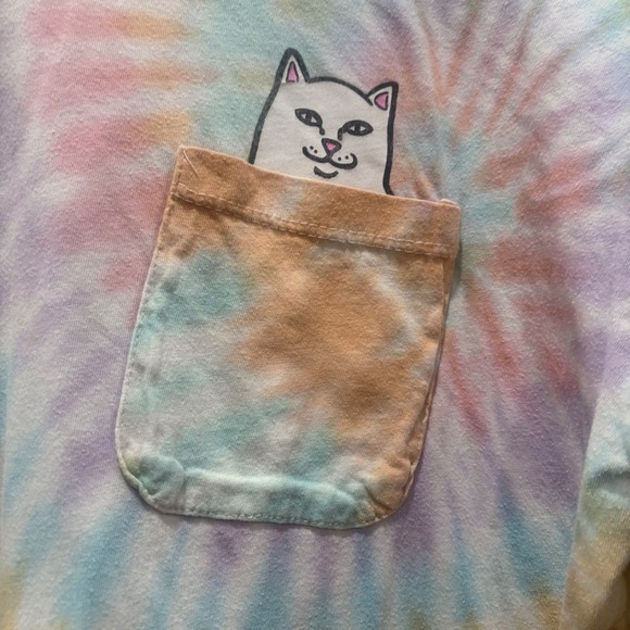 RIPNDIP Tie Dye Pocket Lord Nermal Cat T Shirt Large Pastel Swirl Graphic Tee - Picture 3 of 7